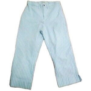 Cherokee 10 Capri Pants Light Blue Women's Casual Regular Preppy Beach Button